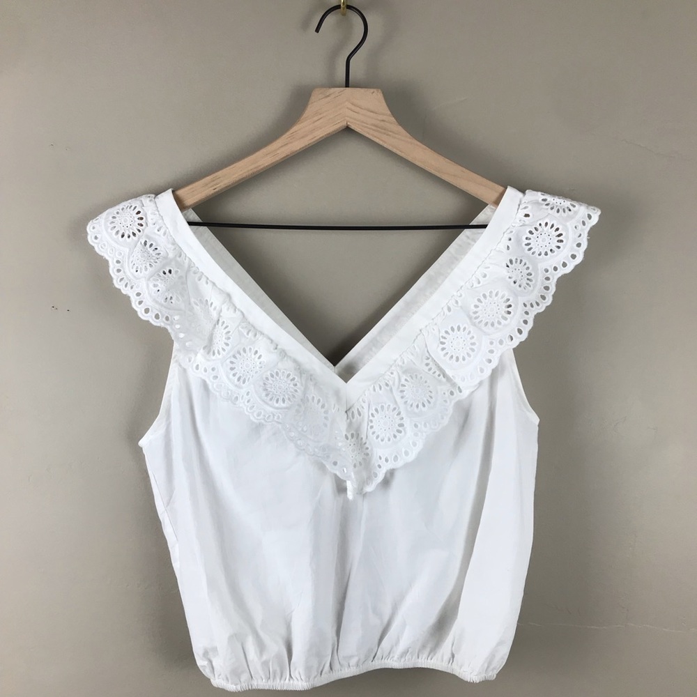 UNKNOWN BRAND || V-neck Eyelet Crop